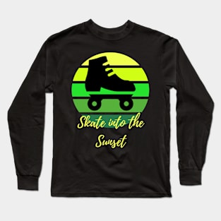 Skate into the Sunset Green Roller Skate Long Sleeve T-Shirt